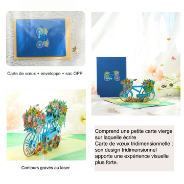 arte de voeux 17,8x12,7cm carte de vœux tridimensionnelle vélo flottant sculpture en papier message de bénédiction carte postale